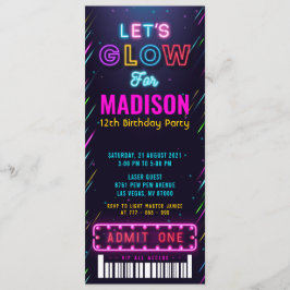 Gloed Party Ticket Pass Birthday Kaart