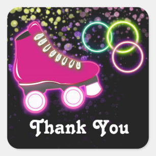 Gloed Roller Schaats Verjaardagsfeestje Favoriete  Vierkante Sticker