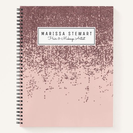Gloed Roos Glitter op Blush Pink Notitieboek (Voorkant)