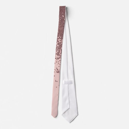 Gloed Roos Glitter op Blush Pink Stropdas (Achterkant)