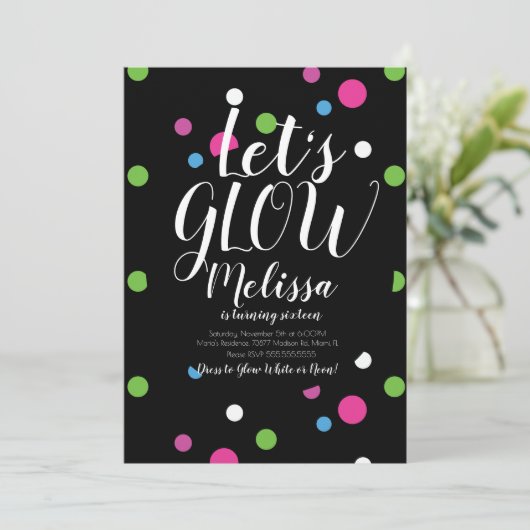 Gloed Stippen op zaterdag Confetti Neon gloeit in  Kaart (Staand voorkant)