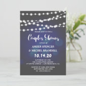 Gloed String Lights Deep Blue Couple's Shower Kaart (Staand voorkant)