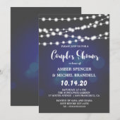 Gloed String Lights Deep Blue Couple's Shower Kaart (Voorkant / Achterkant)