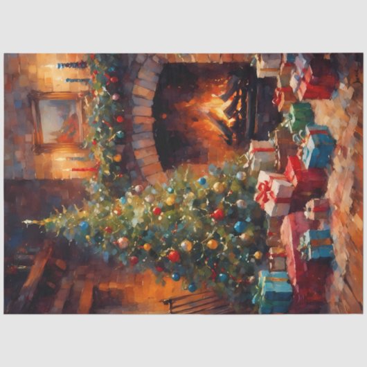 Gloed van de Haard & Kerstmorgen Decoupage Papier (Voorkant)