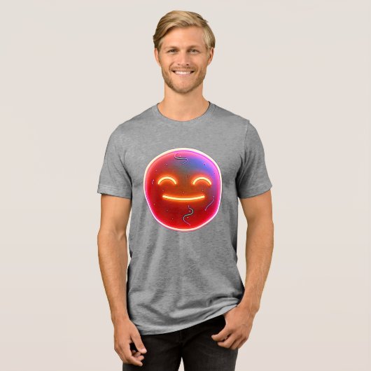Gloed van Vreugde: Digitale Emoticon Tri-Blend Shirt (Voorkant volledig)