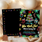 Gloed veel plezier kerst neon verjaardagsfeestje kaart