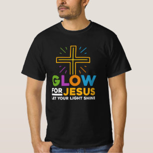 Gloed voor Jezus Laat uw licht schijnen Geloof kru T-shirt