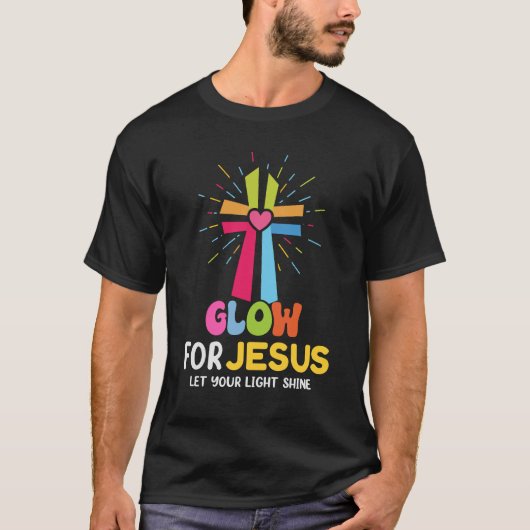 Gloed voor Jezus Laat uw licht schijnen Geloof kru T-shirt (Voorkant)