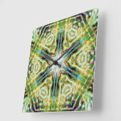Gloed zandige textuur verouderd groene kaleidoscoo vierkante klok (Hoek)