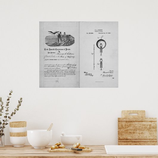 Gloedgloeilamp door Thomas Edison Patent Poster (Keuken)
