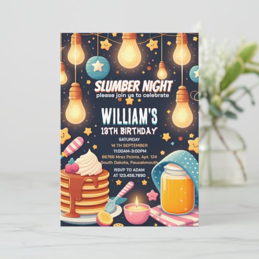 gloedsterren Sleepover Slumber Party 13e verjaarda Kaart (Staand voorkant)