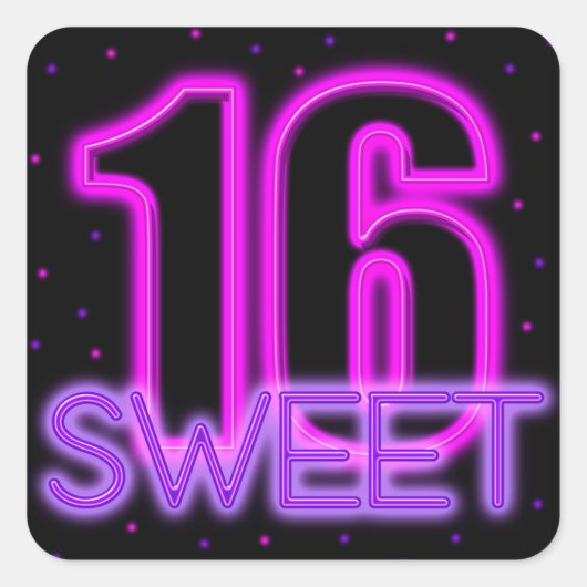 Gloei in het donker Sweet 16 Vierkante Sticker (Voorkant)