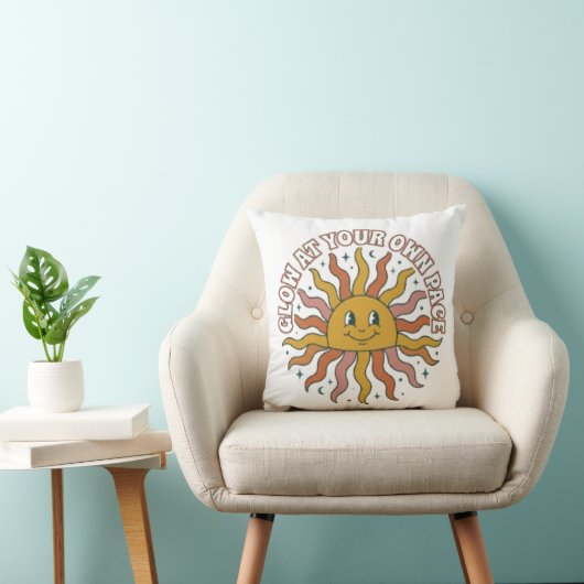 Gloei in je eigen tempo Retro Zon Esthetiek Kussen (Stoel)