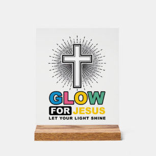 Gloei Voor Jezus Christelijk Kruis Licht Shirt Ont Acryl Bord