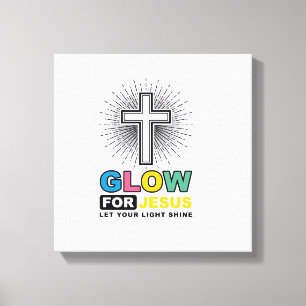 Gloei Voor Jezus Christelijk Kruis Licht Shirt Ont Canvas Afdruk