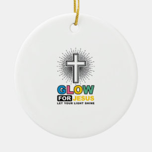 Gloei Voor Jezus Christelijk Kruis Licht Shirt Ont Keramisch Ornament