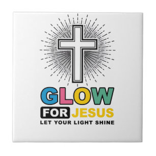 Gloei Voor Jezus Christelijk Kruis Licht Shirt Ont Tegeltje