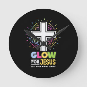 Gloei voor Jezus Christelijk Kruis T-shirt Jezus C Ronde Klok