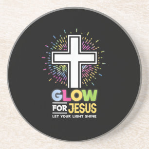 Gloei voor Jezus Christelijk Kruis T-shirt Jezus C Zandsteen Onderzetter