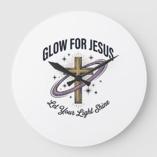 Gloei voor Jezus Christelijk Kruis Vintage Vector Grote Klok