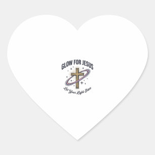 Gloei voor Jezus Christelijk Kruis Vintage Vector Hart Sticker