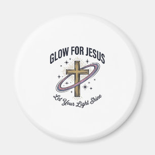 Gloei voor Jezus Christelijk Kruis Vintage Vector Magneet