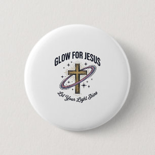 Gloei voor Jezus Christelijk Kruis Vintage Vector Ronde Button 5,7 Cm