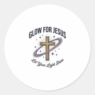 Gloei voor Jezus Christelijk Kruis Vintage Vector Ronde Sticker