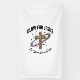 Gloei voor Jezus Christelijk Kruis Vintage Vector Spandoek