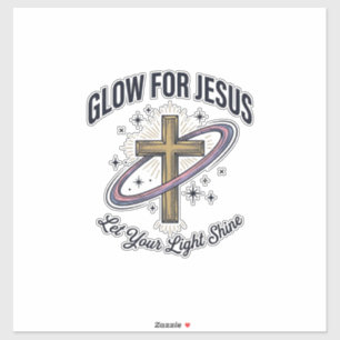 Gloei voor Jezus Christelijk Kruis Vintage Vector Sticker