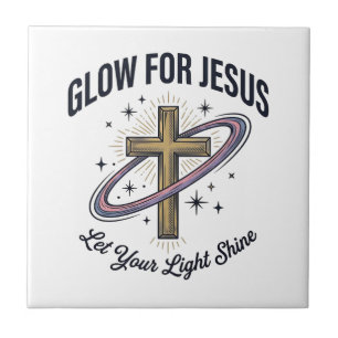 Gloei voor Jezus Christelijk Kruis Vintage Vector Tegeltje