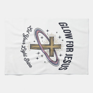 Gloei voor Jezus Christelijk Kruis Vintage Vector Theedoek