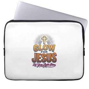 Gloei voor Jezus Laat je licht schijnen Christelij Laptop Sleeve