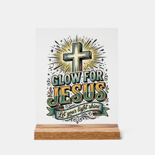 Gloei Voor Jezus Vintage Christelijk Kruis Shirt Acryl Bord