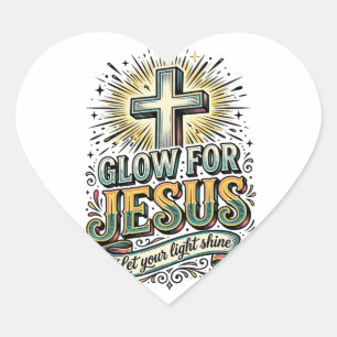 Gloei Voor Jezus Vintage Christelijk Kruis Shirt Hart Sticker