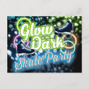 GLOEIEN IN DONKERE SKATE PARTY Ansichtkaart uitnod Uitnodiging Briefkaart