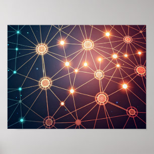 Gloeiend Abstract neuraal netwerk Poster