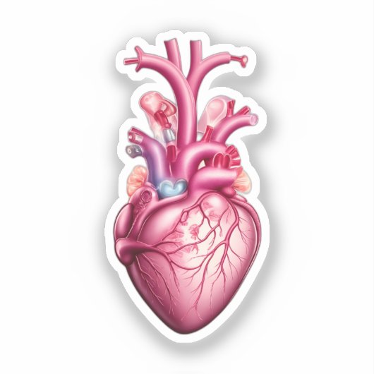 Gloeiend anatomisch hart sticker (Voorkant)