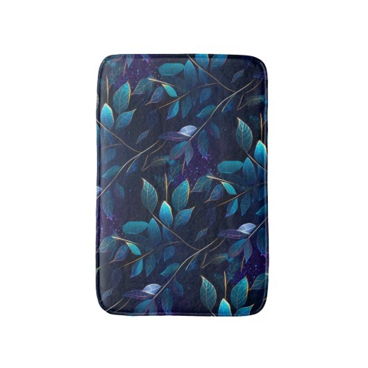 Gloeiend blauw blad badmat (Voorkant Verticaal)