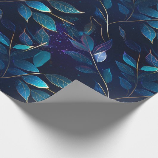 Gloeiend blauw blad inpakpapier (Hoek)