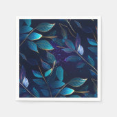 Gloeiend blauw blad papier servetten (Voorkant)