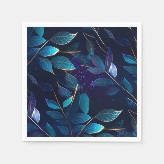 Gloeiend blauw blad papier servetten (Voorkant)