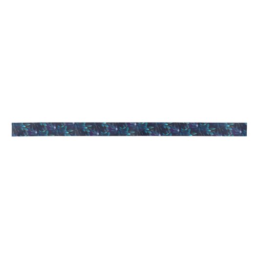 Gloeiend blauw blad satijnen lint (Voorkant)