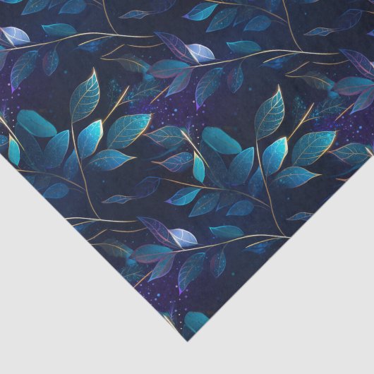 Gloeiend blauw blad tissuepapier (Detail)