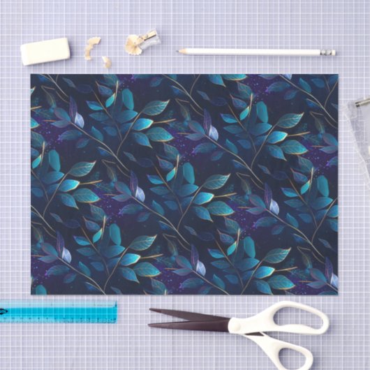 Gloeiend blauw blad tissuepapier (Craft)