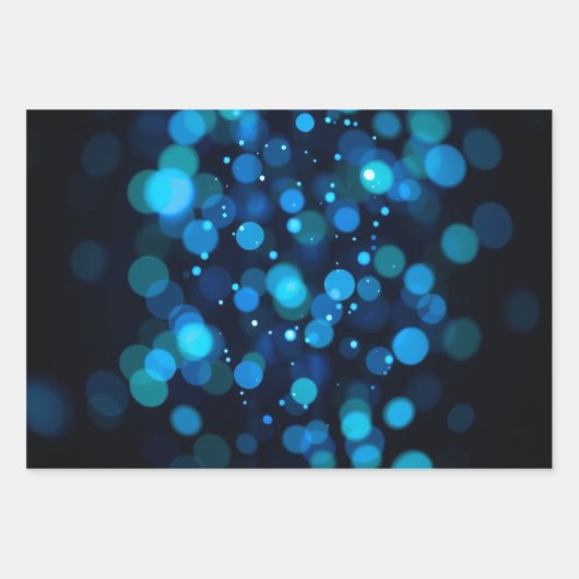 Gloeiend Blauw Bokeh Licht Abstract Inpakpapier Vel (Voorkant)