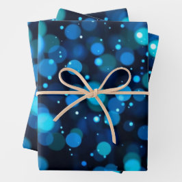 Gloeiend Blauw Bokeh Licht Abstract Inpakpapier Vel