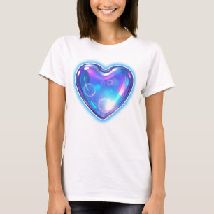 Gloeiend blauw hart t-shirt