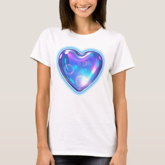 Gloeiend blauw hart t-shirt