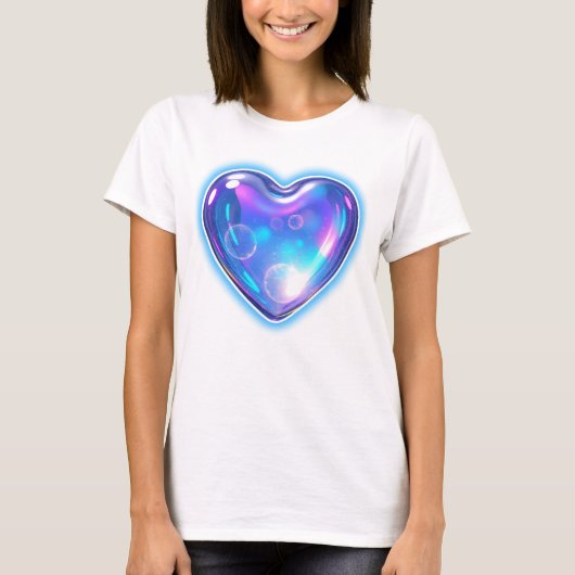 Gloeiend blauw hart t-shirt (Voorkant)